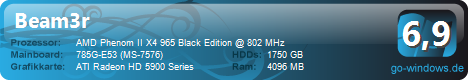 Beam3r HD 5970 + AMD Phenom 2 x4 965 BE