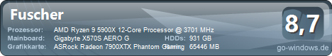 Ryzen 9 5900X, Radeon RX 7900XTX