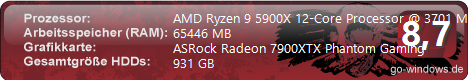 Ryzen 9 5900X, Radeon RX 7900XTX