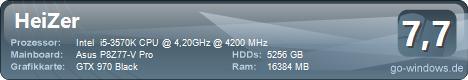 i5-3570k mit GTX 970 Black (gehört nun meiner Frau)