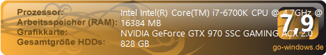 i7-6700k @ 4.7GHz + Wasserkühlung