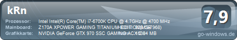 i7-6700k @ 4.7GHz + Wasserkühlung