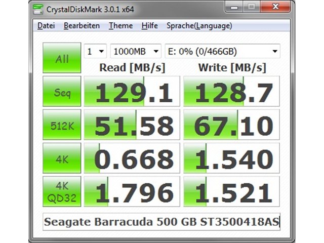 CrystalDiskMark - Seagate Barracuda 500 GB ST3500418AS